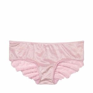 Victoria's' Secret Cotton Velvet Ruched Lace Back Hiphugger Bold Lilac XL NEW